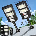 Solar Street Light Outdoor 400 LED ¨C 6500K Waterproof Sensor Flood Light with Remote Control, Dusk to Dawn for Commercial Area, Parking Lot & Night Security Lighting (2 or 4 Pack)
