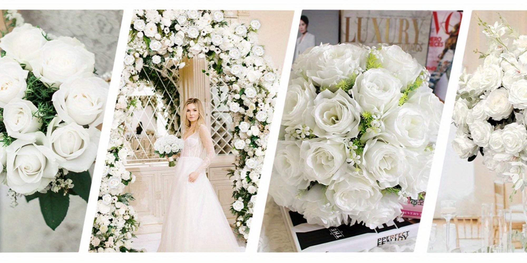 Artificial Roses Bulk with Long Stems ¨C Real Touch Velvet Fake Flowers for Wedding Bouquet, Bridal Centerpiece, Valentine's Day, Mother's Day, Home Decor (50/100pcs, Multi Colors)