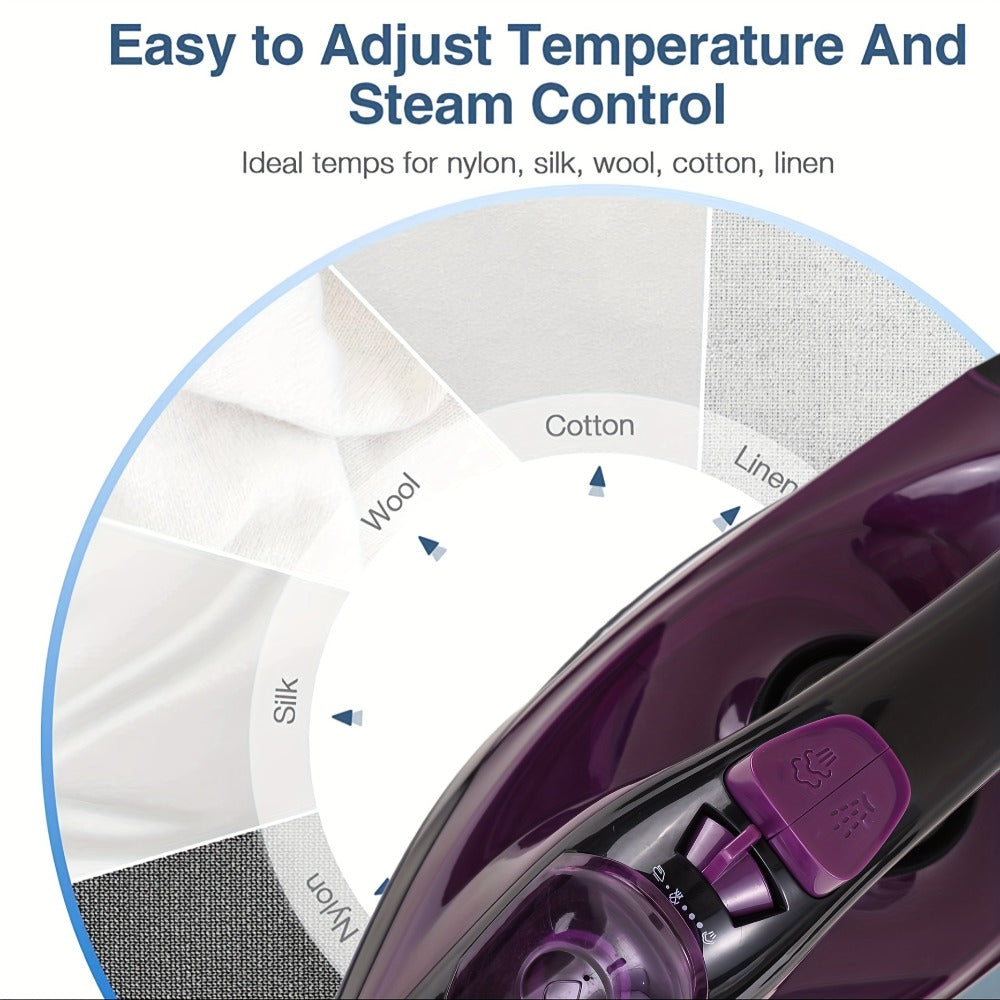 Steam Iron Household High-Pressure Non-Stick Soleplate Anti-Calcification Overheat Protection Multi-Gear Fast Heating Dry Wet Dual-Use Clothes Iron Travel Essential Pink