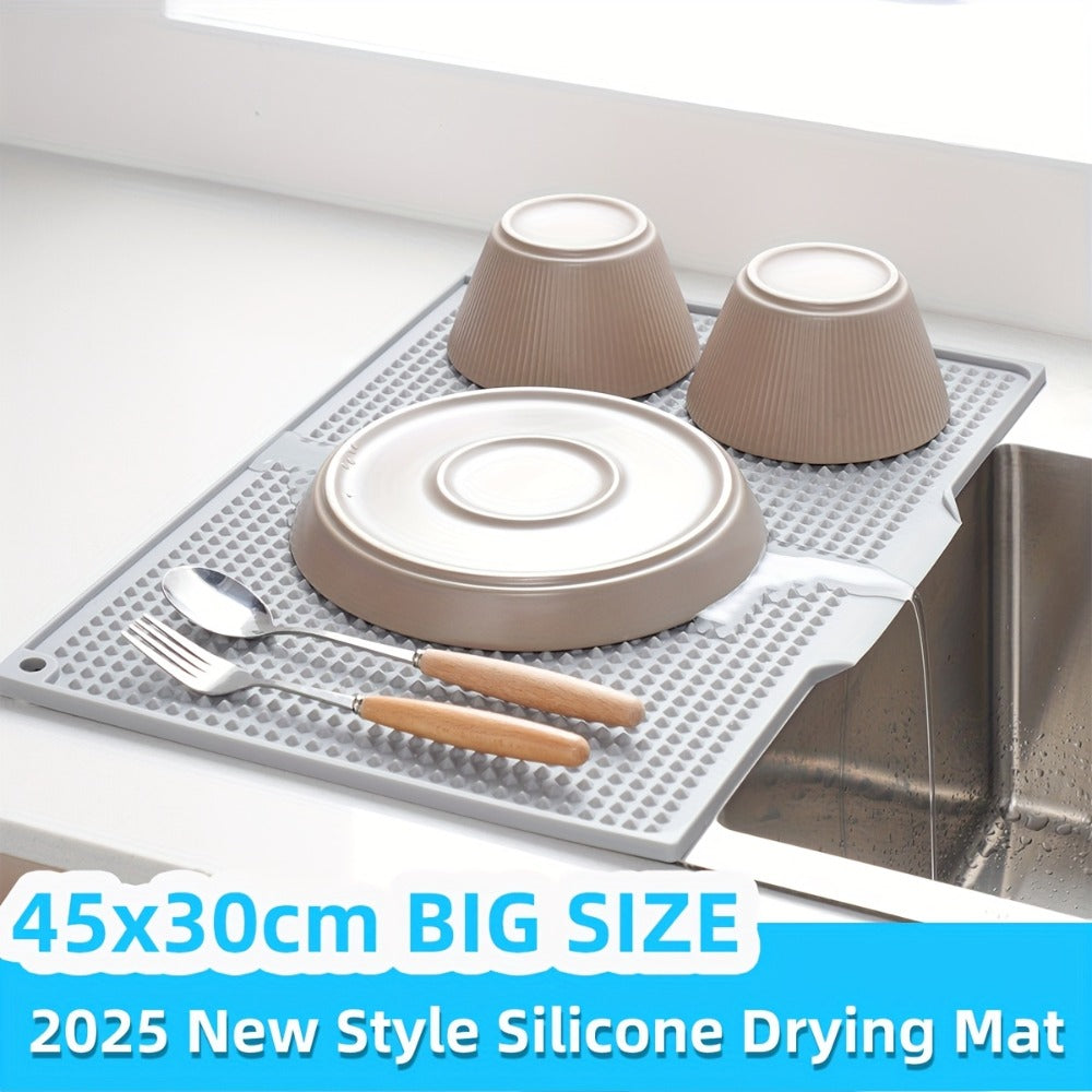 XL Kitchen Countertop Drying Mat 17.72x12.2 Inch Heat Resistant 446¡ãF Anti-Slip Splash-Proof Drain Pad, Dishwasher Safe Sink Stove Drying Pad Easy to Clean Space-Saving