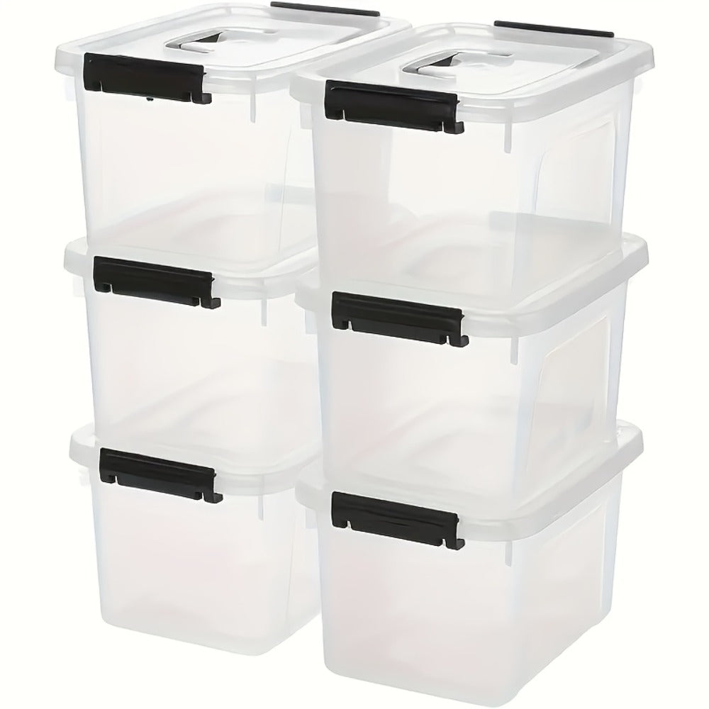 Stackable Clear Plastic Storage Bins with Lids ¨C 6 Pack Large Capacity Clip-On Lid Containers for Home, Closet, Office & Garage Organization (12.7qt / 20.8qt)