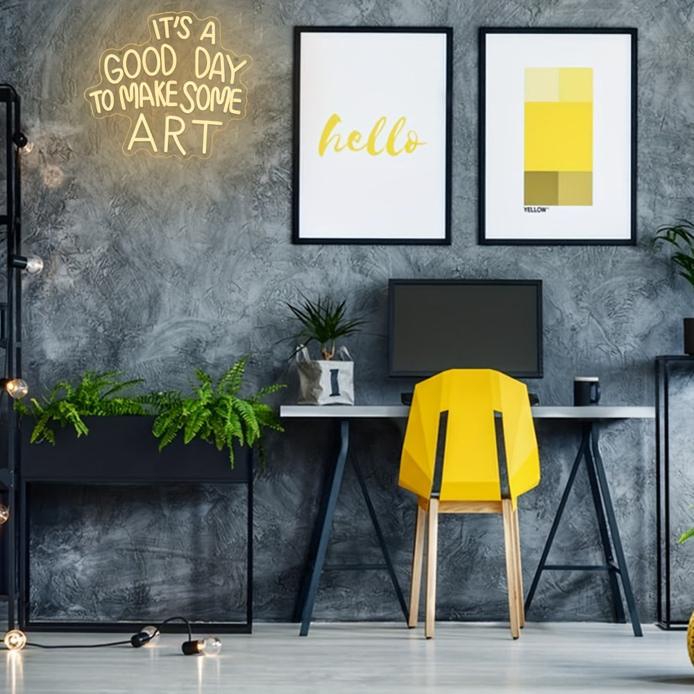 LED Neon Sign ¡±Today Is a Great Day for Creating Art¡± Dimmable Wall Light for Study Room Classroom Home Living Room ¨C Creative Art LED Neon Light Decor Gift for Artists Teachers Students