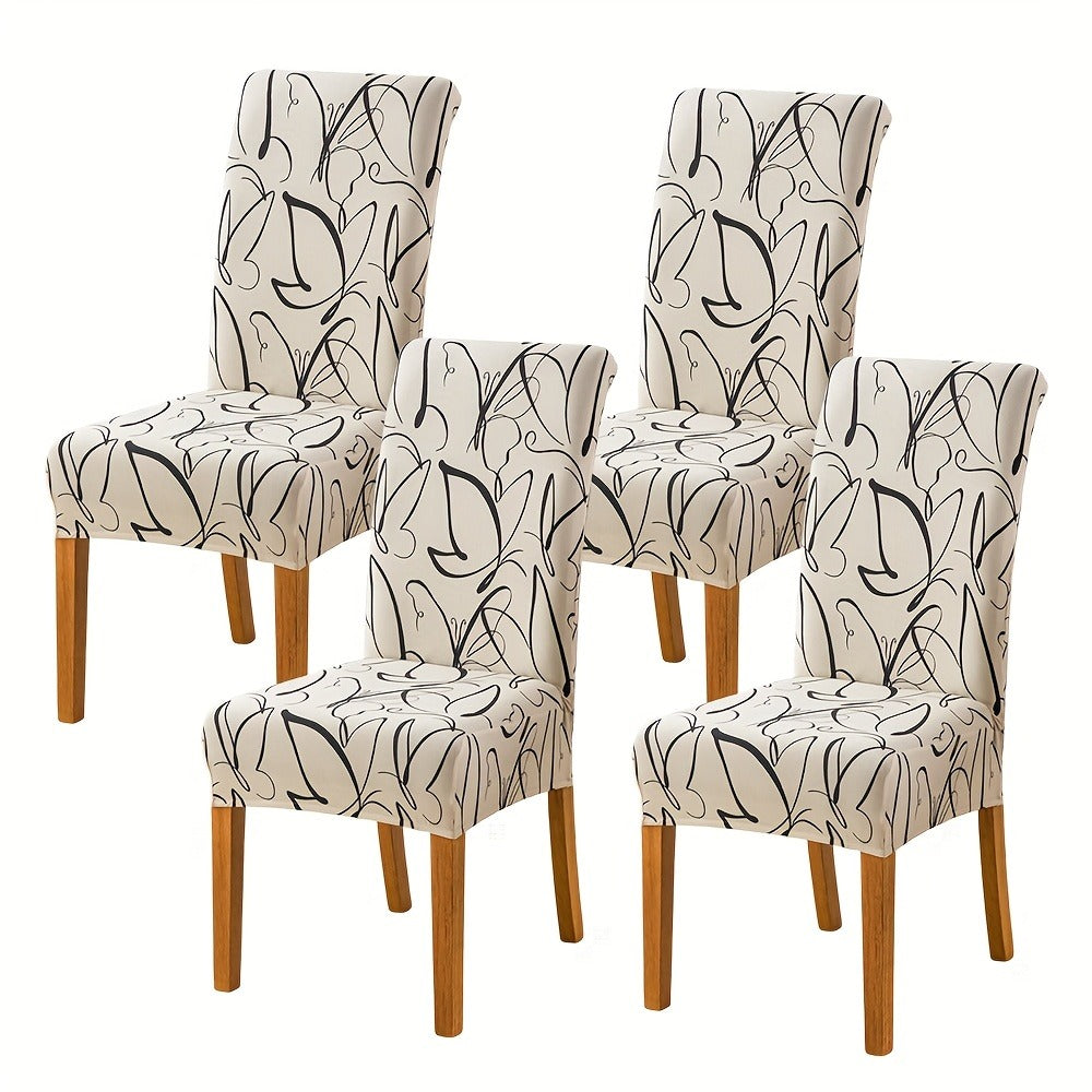 Dining Chair Covers Slipcovers Set of 4 or 6 - Spandex Stretch Milk Velvet Removable Washable Parsons Chair Protector | Anti-Slip Elastic Band | Multiple Prints | Kitchen Dining Room Hotel Ceremony