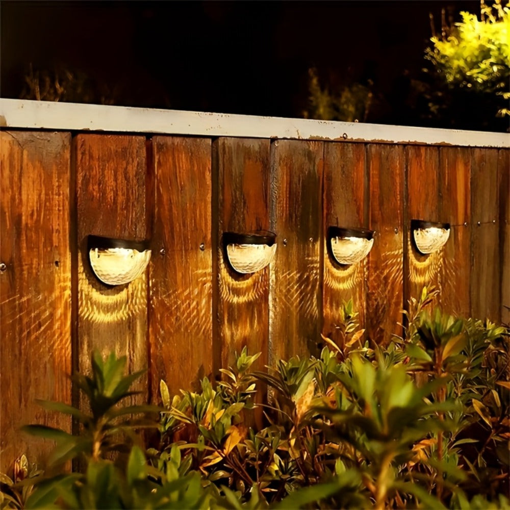 Solar Fence Lights Outdoor 6 Pack IPX4 Waterproof Solar Wall Lights Rechargeable for Porch Patio Deck Garage Security Lighting Decoration