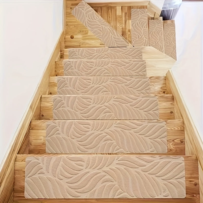 Non-Slip Stair Treads 15pcs 8¡±x30¡± Self-Adhesive Carpet Pads for Wooden Steps ¨C Washable Polyester Indoor Stair Mats for Safety, Anti-Slip Step Covers in Multiple Colors