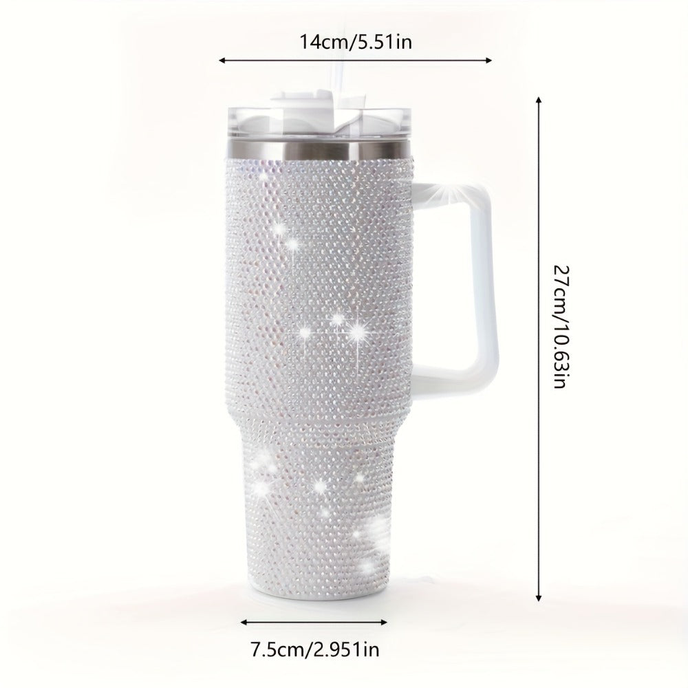 40oz Rhinestone Tumbler Insulated Stainless Steel Travel Cup - Diamond Glitter Design, Hot & Cold Drinks, Multiple Colors, Birthday Christmas Gift