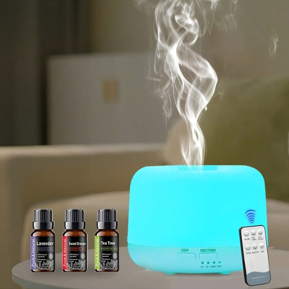 Essential Oil Diffuser Humidifier with 7 Color Night Light & Auto Shut-Off | USB Ultrasonic Aromatherapy Diffuser for Home, Office, Yoga & Spa | 300ML 500ML 16.91oz