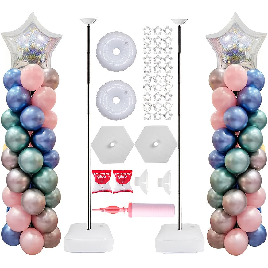 Balloon Column Stand Set of 2 with Pump ¨C Adjustable 1.57¨C7 ft Telescopic Party Decoration Stand for Weddings, Birthdays & Graduations