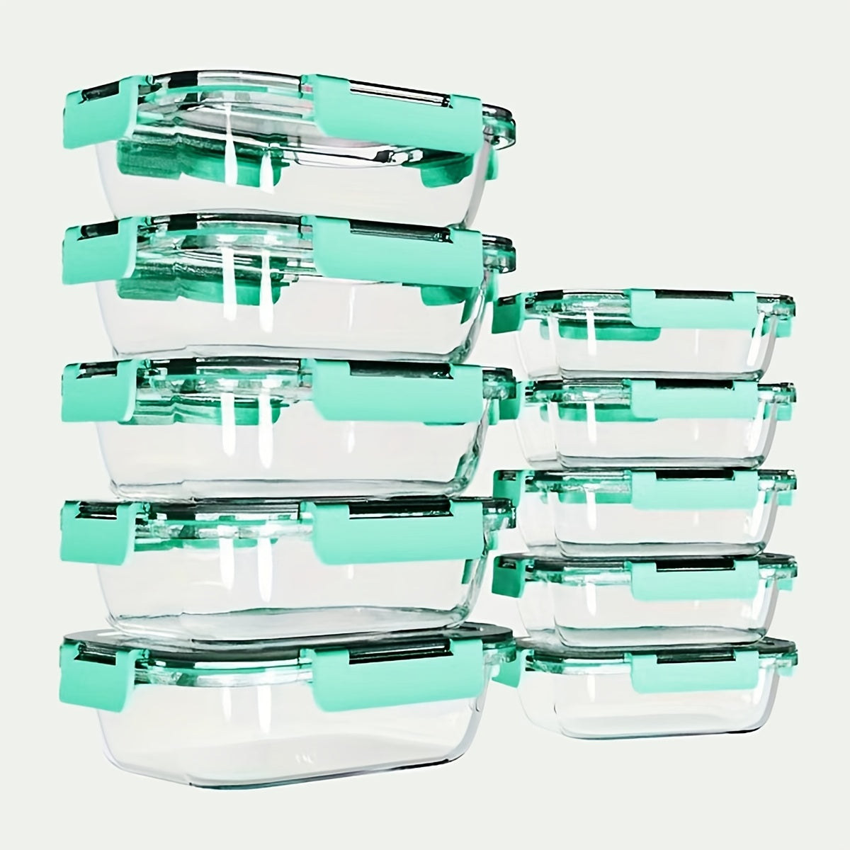 Glass Food Storage Containers with Lids 10PCS Set ¨C Airtight Leak-Proof Meal Prep Containers, Dishwasher & Oven Safe, Lunch & Leftover Storage