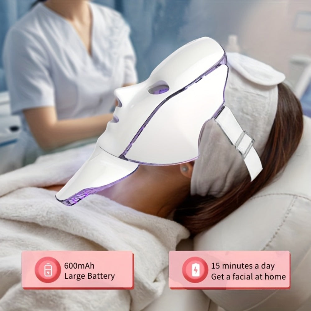 7-Color LED Light Therapy Facial Mask Device ¨C Skincare Beauty Tool for Face & Neck, USB Rechargeable, Anti-Aging Red Light, Acne Blue Light, Skin Rejuvenation Gift