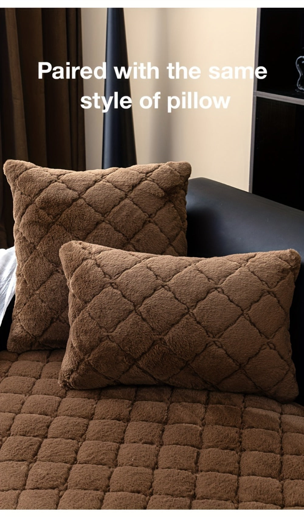 Sofa Cover Faux Rabbit Fur Plush Couch Slipcover - Thick Soft Non-Slip Pet Friendly Machine Washable Sofa Cushion Cover for Living Room Bedroom Office