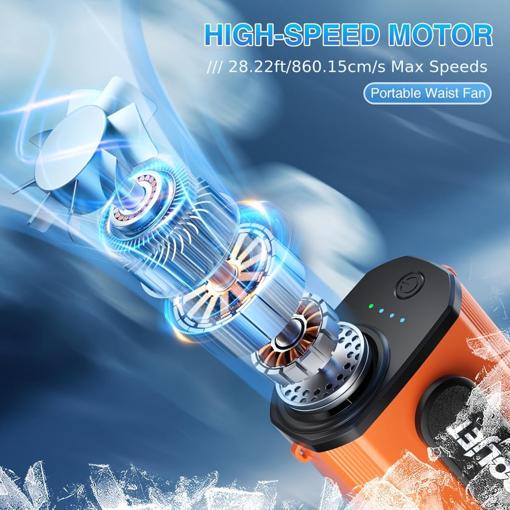 Neck Fan Waist Clip Fan 5000mAh, 18000RPM Powerful Brushless Motor, 4-Speed Portable Personal Fan with LED Battery Indicator, Hands-Free Wearable Fan for Outdoor Work, Camping, Sports and Travel