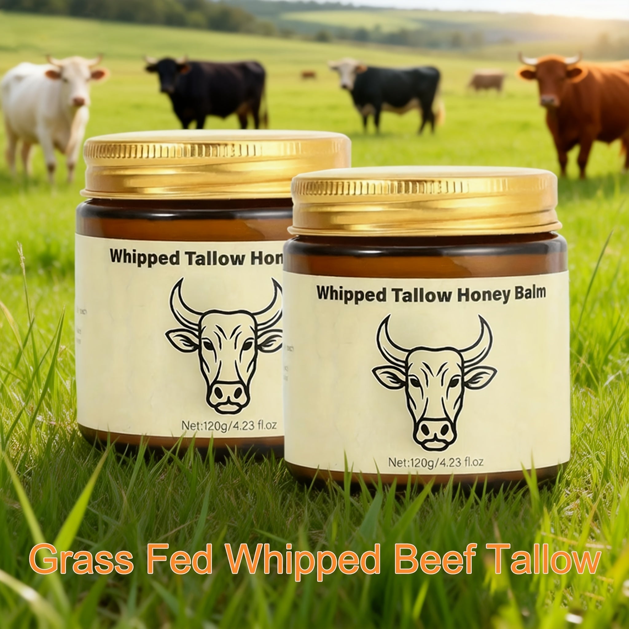 Grass-Fed Butter Whipped Moisturizing Cream 2pcs - Natural Honey-Infused Formula for Face & Body | Deep Hydration, Moisture Lock | Sensitive Skin | Men & Women | Handcrafted