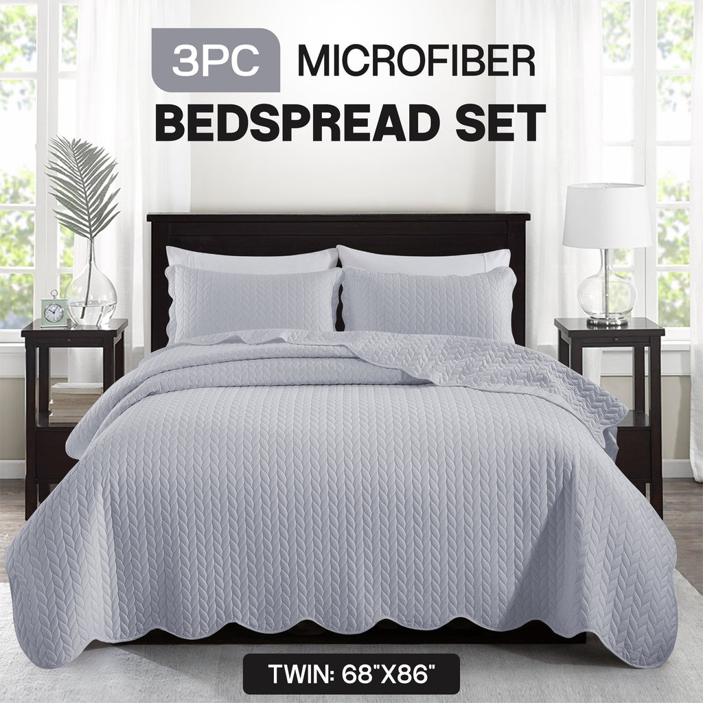 Bedspread Set 3-Piece Microfiber Floral Coverlet with Pillow Shams - Soft Breathable Lightweight All-Season Bed Cover for Queen King Twin California King