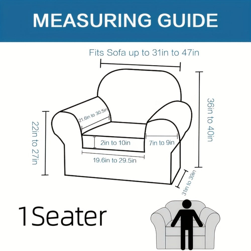 Stretch Sofa Cover Elastic Slipcover Grid Pattern Jacquard Anti-Slip Full Coverage Sofa Protector Machine Washable for 1 2 3 Seater XL Sofa Living Room Bedroom