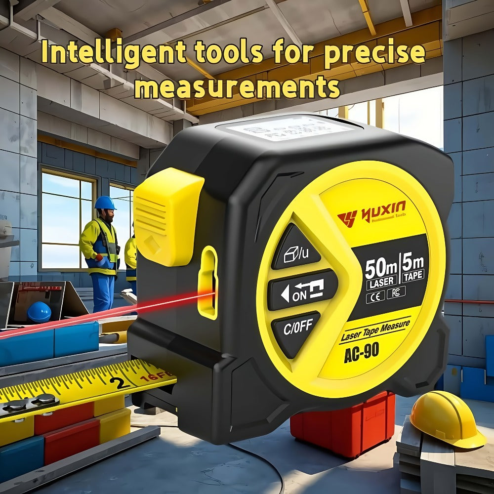 Laser Tape Measure 3-in-1 Digital Distance Meter 50M 165ft High Precision Infrared Rangefinder Smart HD Display USB Charging M In Ft Unit Switching Portable Measuring Tool