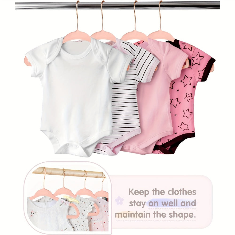 Baby Hangers Pink Velvet Non-Slip Nursery Closet Kids Clothes Hangers with Size Dividers for Infant Toddler Girls Boys 50/30pcs