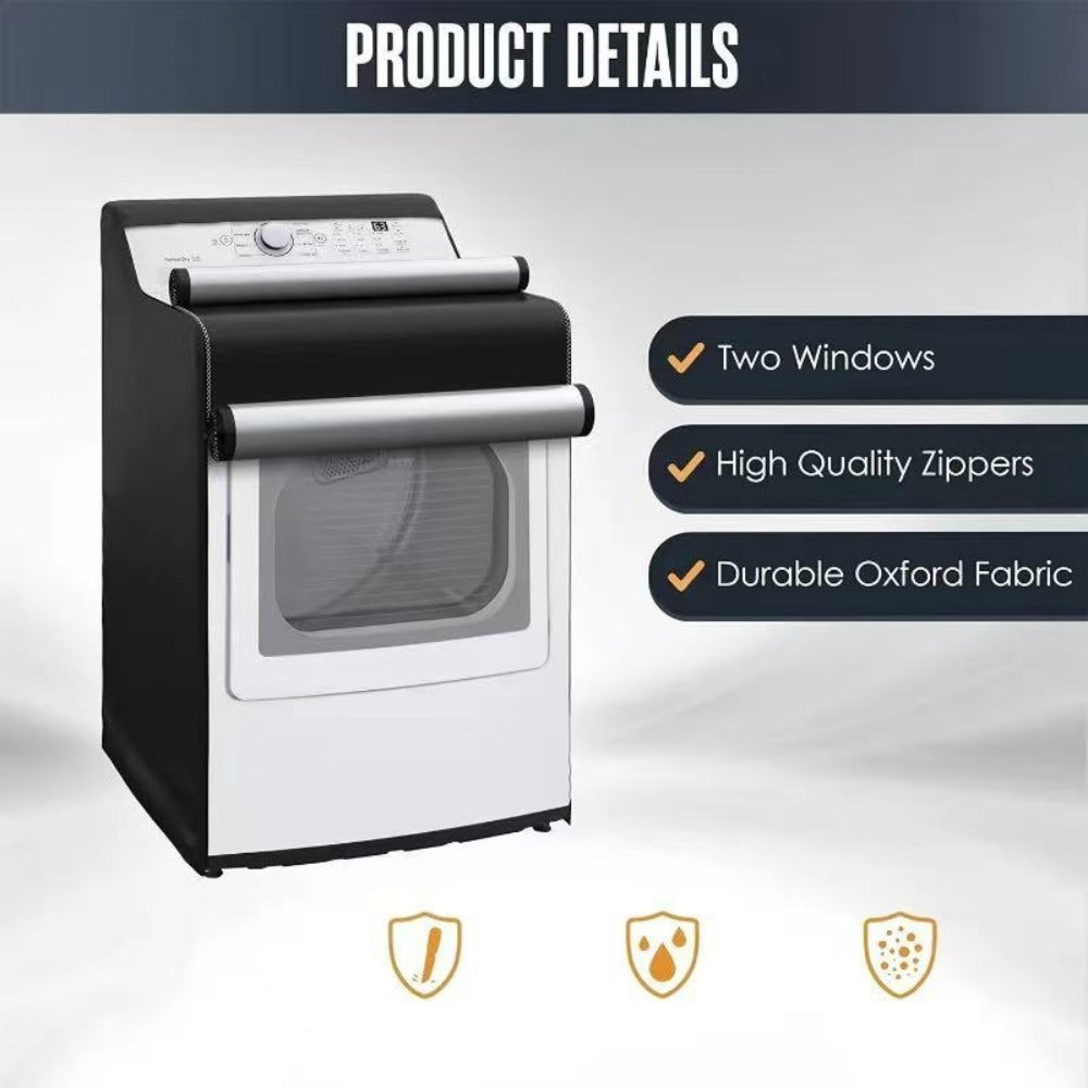 Washer Dryer Cover 420D Heavy Duty Waterproof, Indoor Outdoor Washing Machine Protector with Zipper Window, Fits Top Load & Front Load Washers Dryers, Dustproof UV-Resistant Laundry Appliance Hood 2pcs
