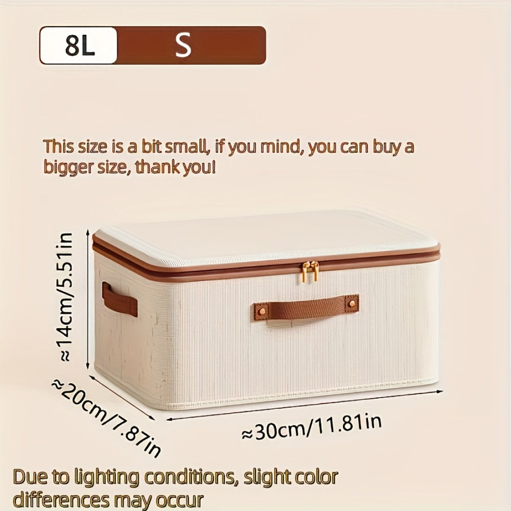 Foldable Storage Boxes with Lids 2-Pack, Large Capacity Linen Storage Baskets with Double Zippers & Leather Handles, Collapsible Fabric Organizer Bins for Bedroom, Clothing, Laundry & Moving
