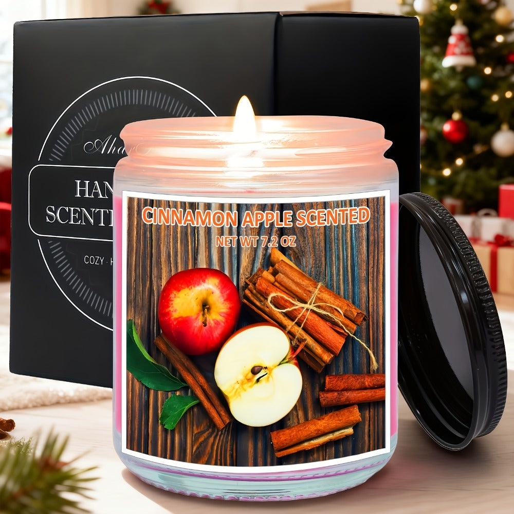 Scented Candle Soy Wax ¨C Pumpkin & Apple Cinnamon Fall Autumn Jar Candle, 7.2oz 50+ Hour Burn, Cozy Home Fragrance Gift for Women & Men, Friends, Family & Coworkers, Christmas & Valentine's Day