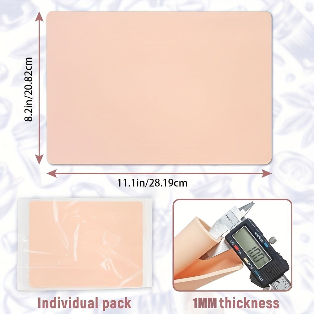 Tattoo Practice Skin Kit ¨C Double-Sided Silicone Training Skin with Transfer Papers for Microneedling, Eyebrow & Lip Tattoo ¨C Soft & Durable Beginner Set (34pcs or 71pcs)