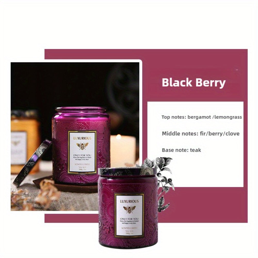 Scented Candle in Relief Glass Cup ¨C Aromatherapy Home Fragrance with Crystal Embellishment, Single Wick, Multiple Scents ¨C Jasmine, Tuberose, Amber, Sage & More
