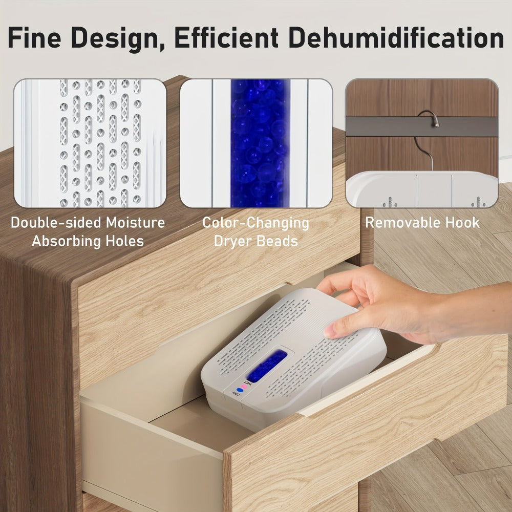 Mini Rechargeable Dehumidifier ¨C Portable Silica Gel Moisture Absorber for Closet, Bathroom, Car, Wardrobe & Bookcase, Reusable Small Dehumidifier with Color-Changing Crystals, Up to 35 Sq Ft Coverage