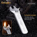 Spanner Shape Novelty Lighter ¨C Refillable Butane Windproof Metal Lighter, Cool Gadget Gift for Men | Father's Day Gift Idea | Bright Chrome & Black | No Butane Included