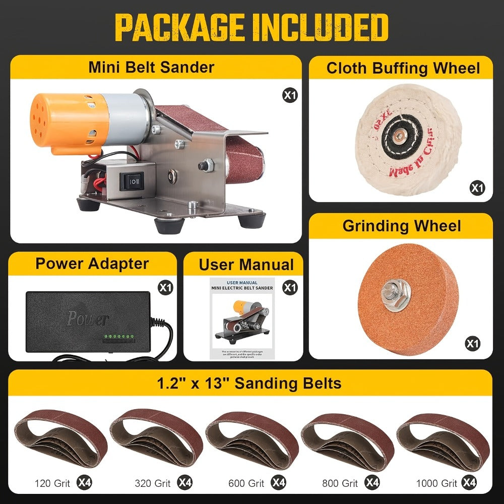 Mini Belt Sander 15¡ã Angle - 7-Speed Electric Belt Grinder Knife Sharpener Kit with 30 Sanding Belts for Metal, Woodworking & Knife Making