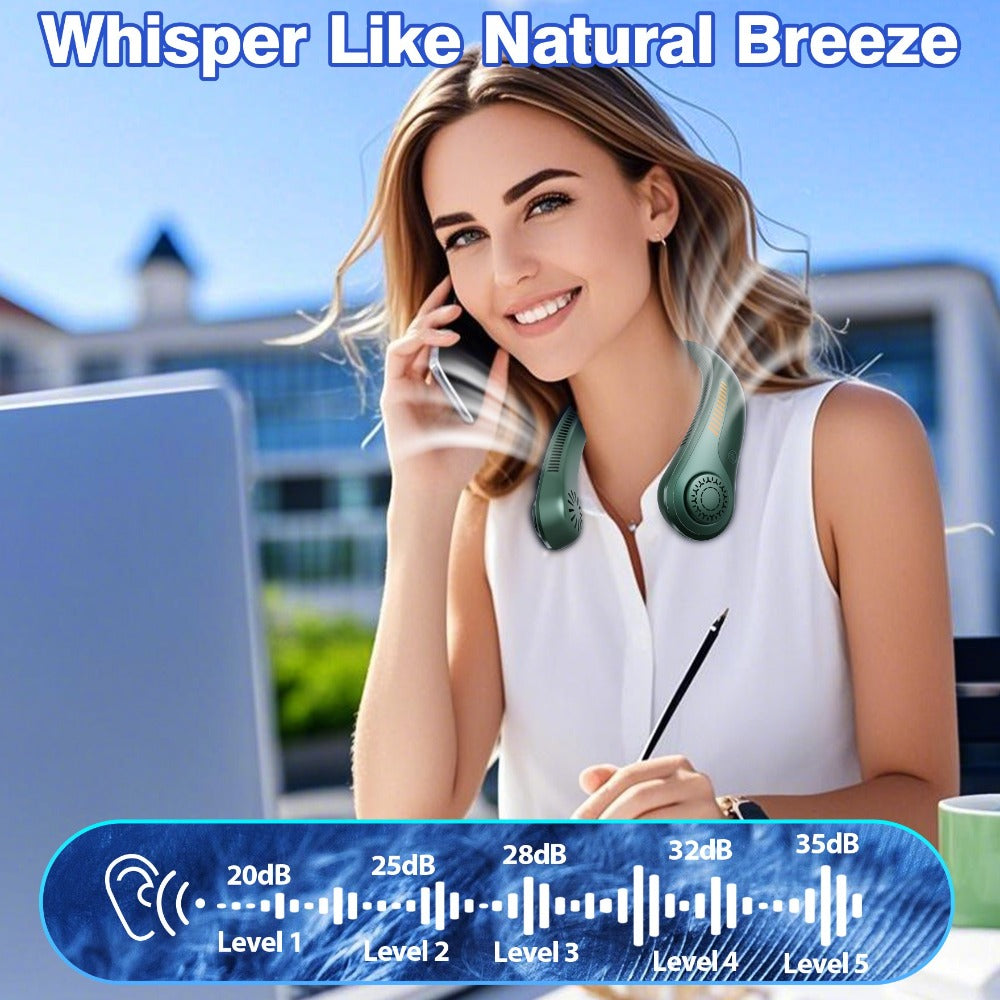 Bladeless Neck Fan USB Rechargeable | 5-Speed Quiet Portable Personal Cooling Fan for Office, Travel & Outdoor Use ¨C Hands-Free Wearable Design, Long Battery Life, Multiple Colors