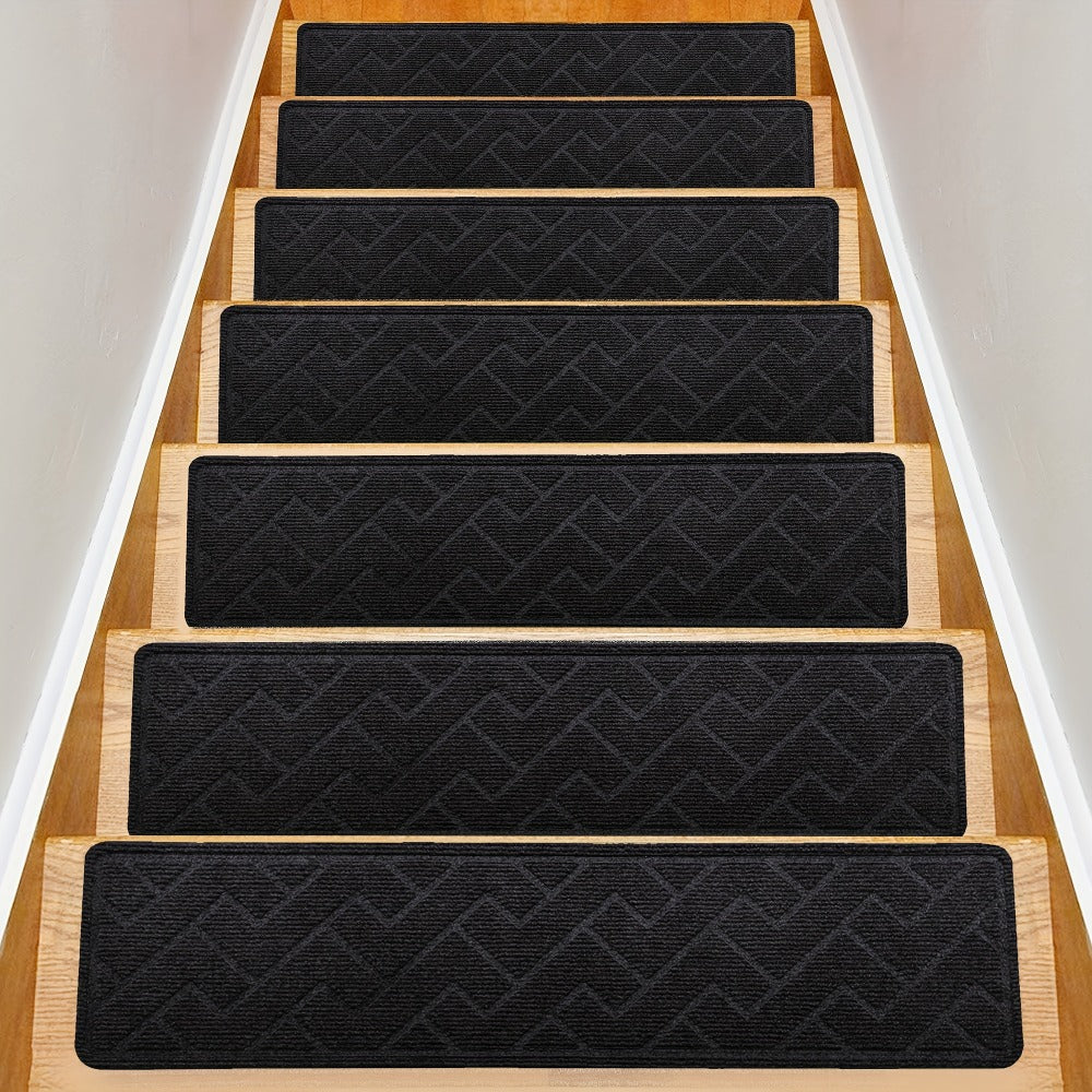 Non-Slip Stair Treads 15pcs 8¡±x30¡± Self-Adhesive Carpet Pads for Wooden Steps ¨C Washable Polyester Indoor Stair Mats for Safety, Anti-Slip Step Covers in Multiple Colors