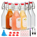 Glass Bottles with Airtight Lids 8oz - 6 9 12 Pack Clear Kitchen Storage Bottles for Kombucha Home Brewing Vanilla Extract Vinegar Homemade Juice Water Soda | Meal Prep Pantry Organization
