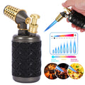 Butane Torch Kitchen Culinary Blow Torch Double Flame Adjustable Refillable Safety Lock 2372F for Creme Brulee Baking BBQ Camping Jewelry Making Gift Box Butane Not Included