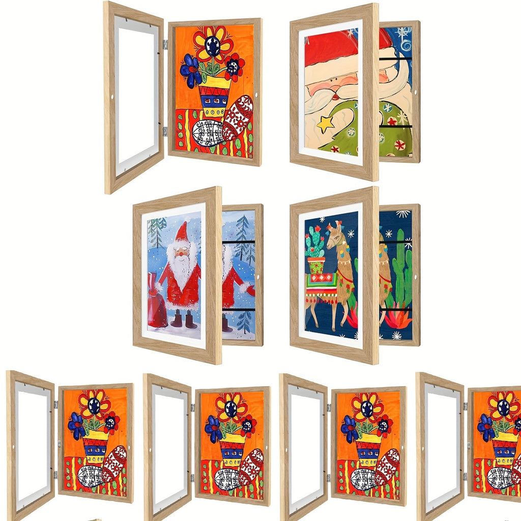 Kids Artwork Frames Front Opening Changeable 8.5x11 Inch Children Art Display Picture Frame for Drawing Crafts Photos Holds 130 Pieces Wood Black White