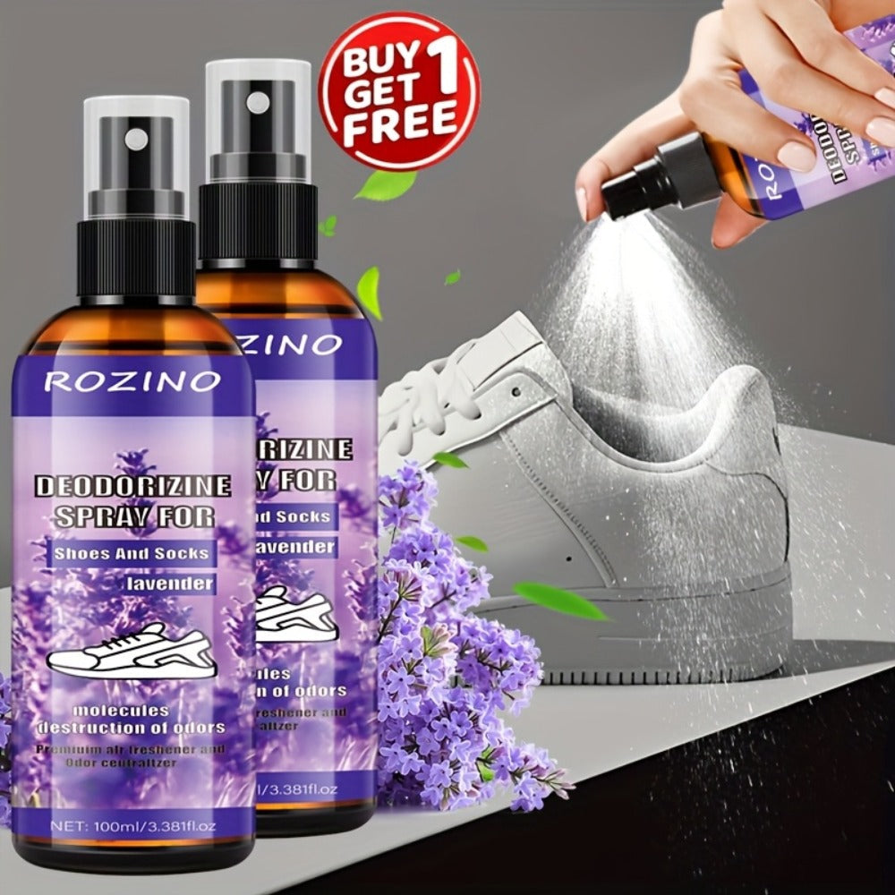 Foot Deodorizer Spray for Feet Socks & Shoes ¨C Lavender Scent, Fast-Drying Odor Control, Glycerin Formula, Allergy-Friendly, 3.38 fl oz, Set of 2