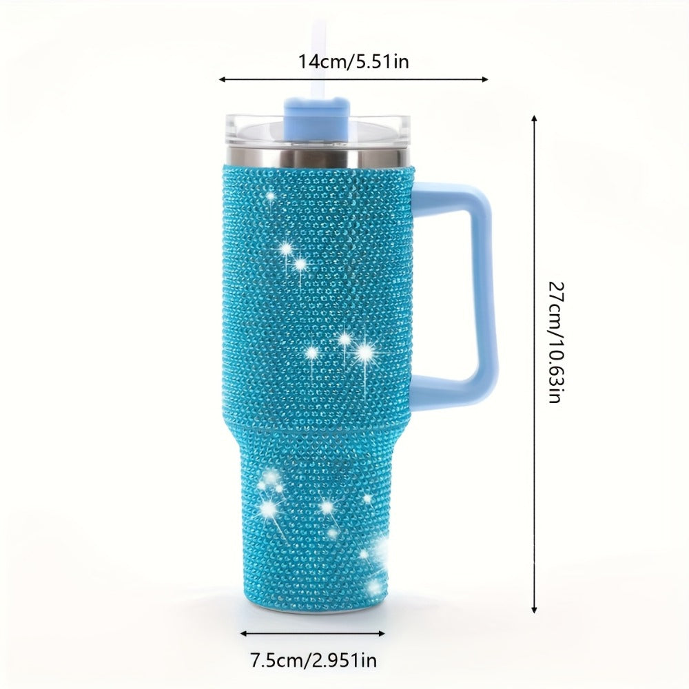 40oz Rhinestone Tumbler Insulated Stainless Steel Travel Cup - Diamond Glitter Design, Hot & Cold Drinks, Multiple Colors, Birthday Christmas Gift