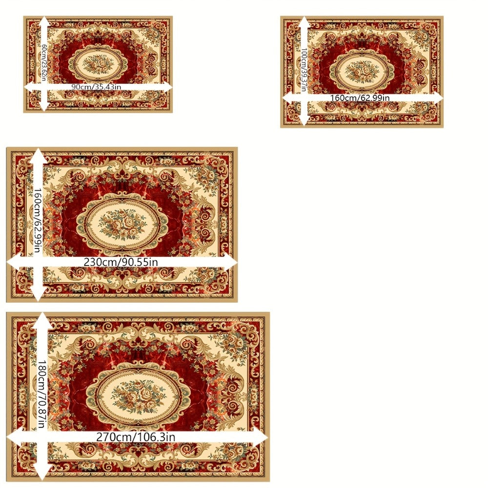 Red Imitation Cashmere Anti-Slip Washable Area Rug for Living Room Bedroom Dining Room Home Office Outdoor