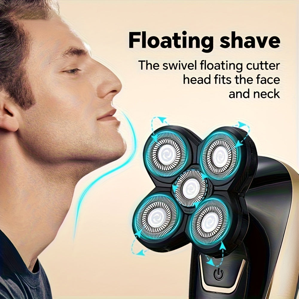 Bald Head Shaver for Men - Rechargeable Electric Razor for Bald Head & Beard Grooming, Multi-Functional Sensitive Skin Shaving Tool, Portable Professional Electric Shaver for Home & Travel Use