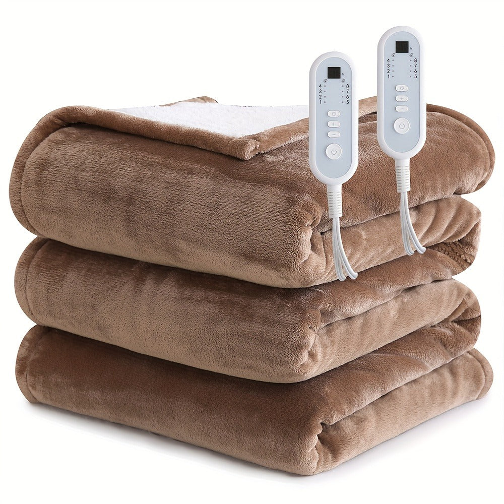 Electric Blanket with Temperature Control and Timer ¨C Extra Large Flannel Heated Blanket, 8 Levels 10-Hour Auto-Off, Machine Washable, PTC+NTC Overheat Protection, Throw Twin Full Queen King