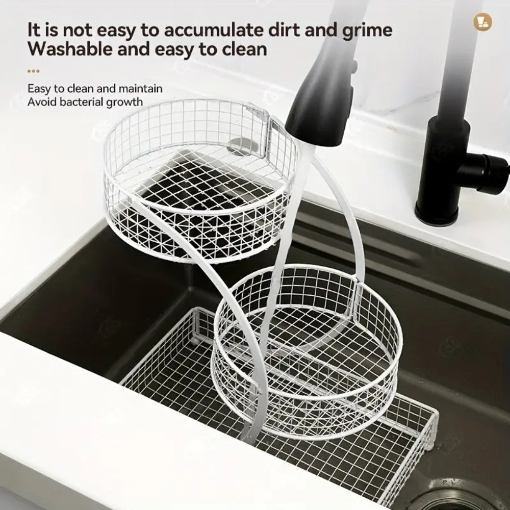 3-Tier Metal Makeup Organizer with Round Baskets Anti-Rust Vanity Storage Rack with Tissue Holder Space Saving Cosmetic Organizer Gift for Women
