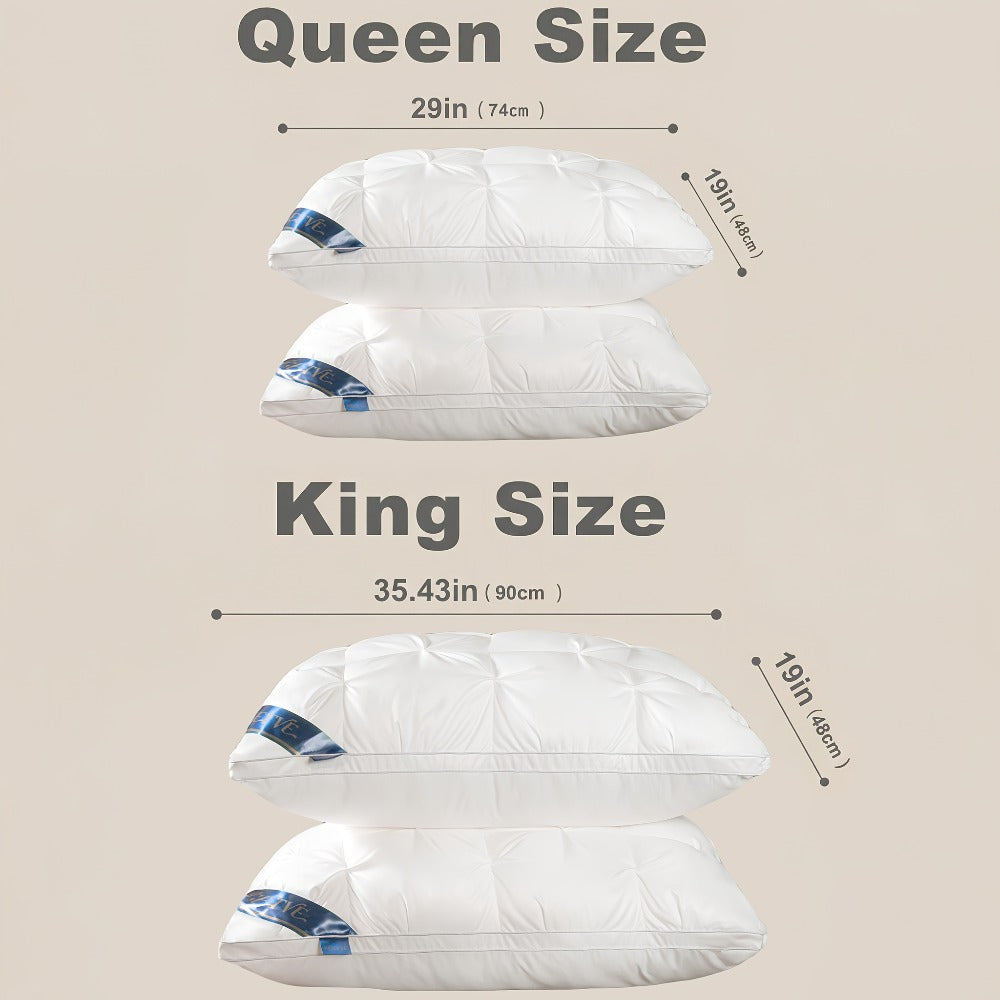 Luxury Hotel Pillows 2PCS, Cool Breathable Pillow Insert, Fluffy Resilient Neck Support, Soft Comfortable Sleeping Pillow, Queen King Size, White Black Navy Pink Gray Brown