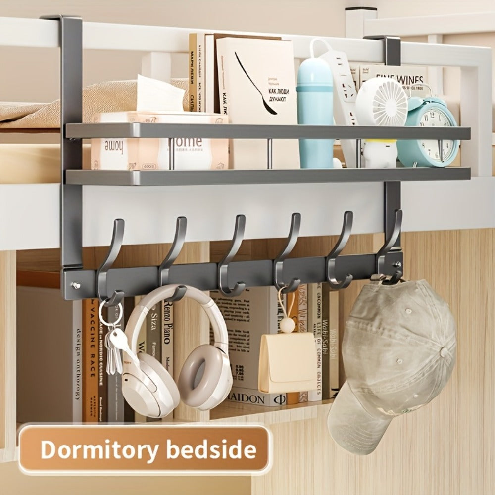 Over-the-Door Storage Rack with Hooks ¨C Metal Multifunctional Organizer for Bedroom Bathroom Kitchen, 4/5/6/8 Hook Options in Gray & Black