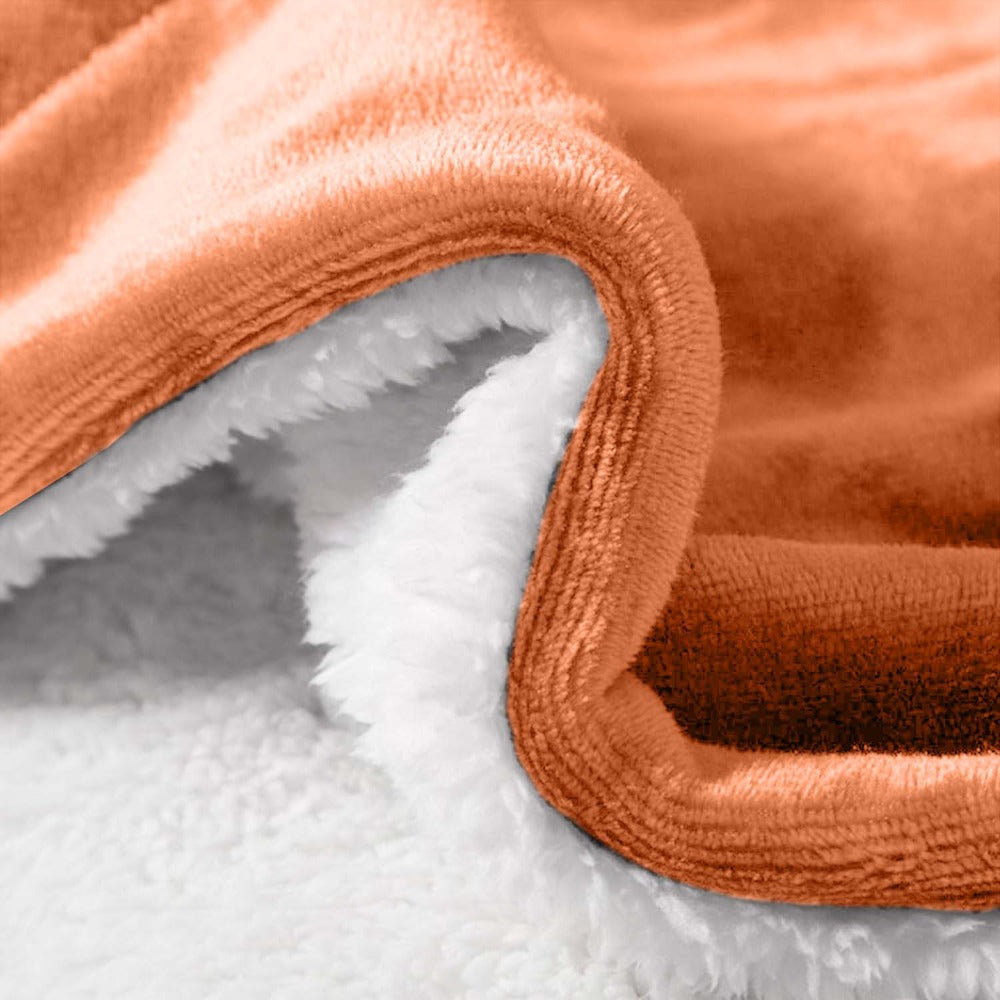 480GSM Sherpa Fleece Blanket ¨C Double-Sided Heavy Warm Throw for Couch, Bed & Travel, Reversible All Season, 13 Colors, 3 Sizes