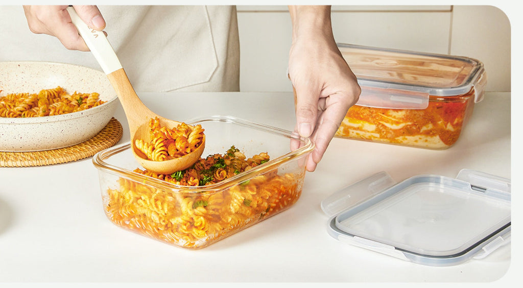 Large Glass Food Storage Containers with Lids 2 Pack ¨C 63oz Borosilicate Glass Meal Prep Containers, Airtight Snap Lids, Oven Microwave Freezer Dishwasher Safe, Leak-Proof Baking Dish Set