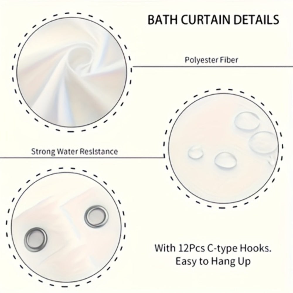 Shower Curtain Set Sea Star Shell Design Polyester with 12 Hooks Non-Slip Bath Mat U-Shaped Toilet Pad Lid Cover Bathroom Decor Set