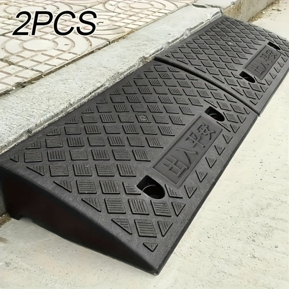 Curb Ramp Heavy Duty Plastic 3000 lb Portable Lightweight for Car SUV Motorcycle Bike Wheelchair Scooter Driveway Sidewalk Loading Dock Garage Outdoor Use Mobility Aid Ramp 2/4 Pack Black