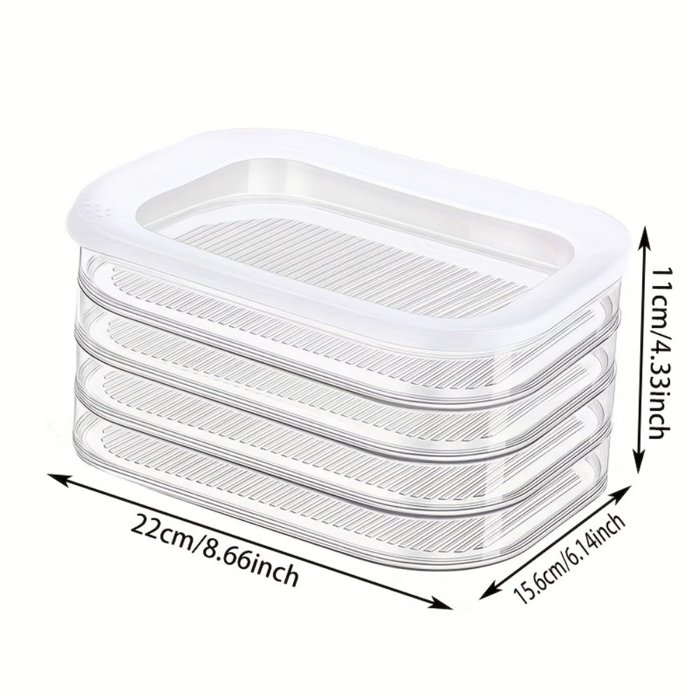 Stackable Refrigerator Organizer Containers 4-Tier with Lids ¨C Meat Preservation Box, Food Storage for Vegetables, Fruits & Cooked Meats, Fridge Organization Set