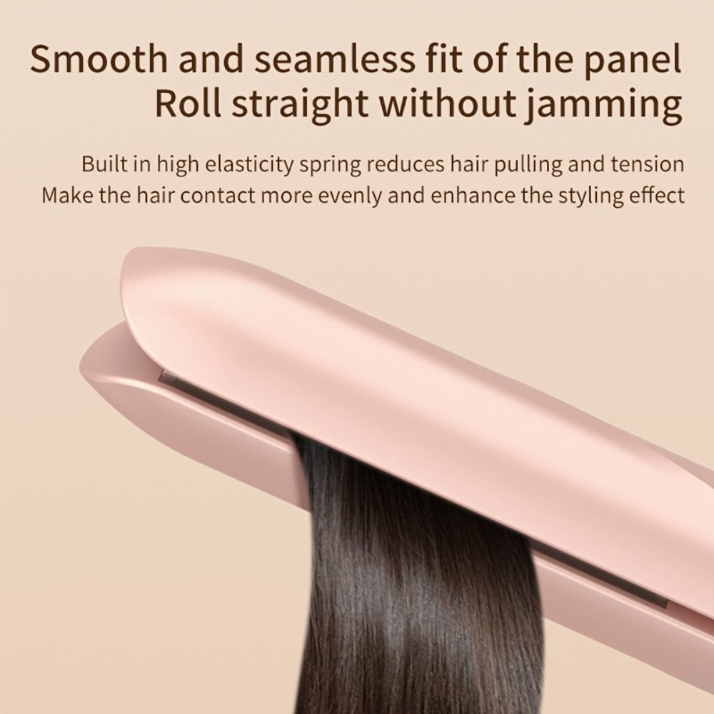 Wireless Hair Straightener and Curling Iron 2-in-1 Ceramic Cordless Hair Styler USB-C Rechargeable 3-Speed Adjustable Temperature Portable Travel Hair Tool Women Gift Pink White