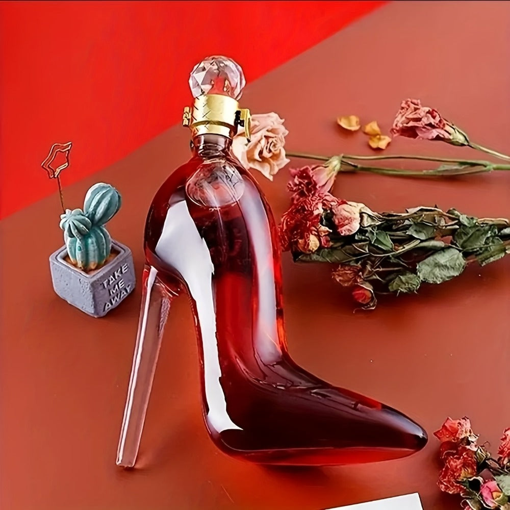 High Heel Shoe Decanter Crystal Glass with Stopper 26oz ¨C Handmade Lead-Free Transparent Wine Decanter for Kitchen Dining Decor, Valentine's Day & Holiday Gift