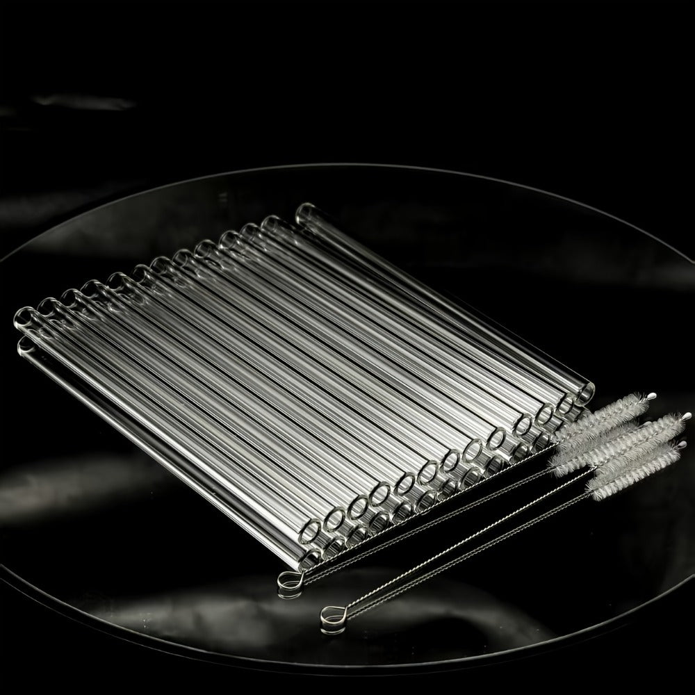 Glass Straws Reusable 12 Pack with Cleaning Brushes - Borosilicate Glass Drinking Straws 6 or 8 Inch, Clear & Colorful, Thick 12mm, Dishwasher Safe for Smoothies, Juice, Coffee & Cocktails